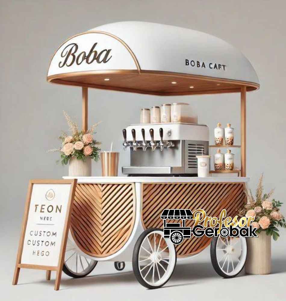 Gerobak kayu unik untuk jualan aneka minuman segar Gerobak kayu unik untuk jualan aneka minuman segar