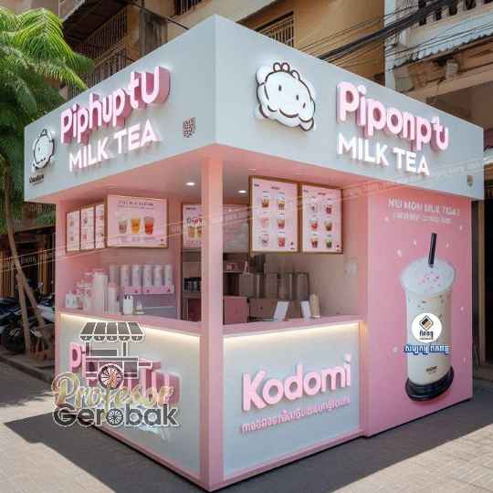 Desain booth minuman kekinian ala korea outdoor budget pelajar